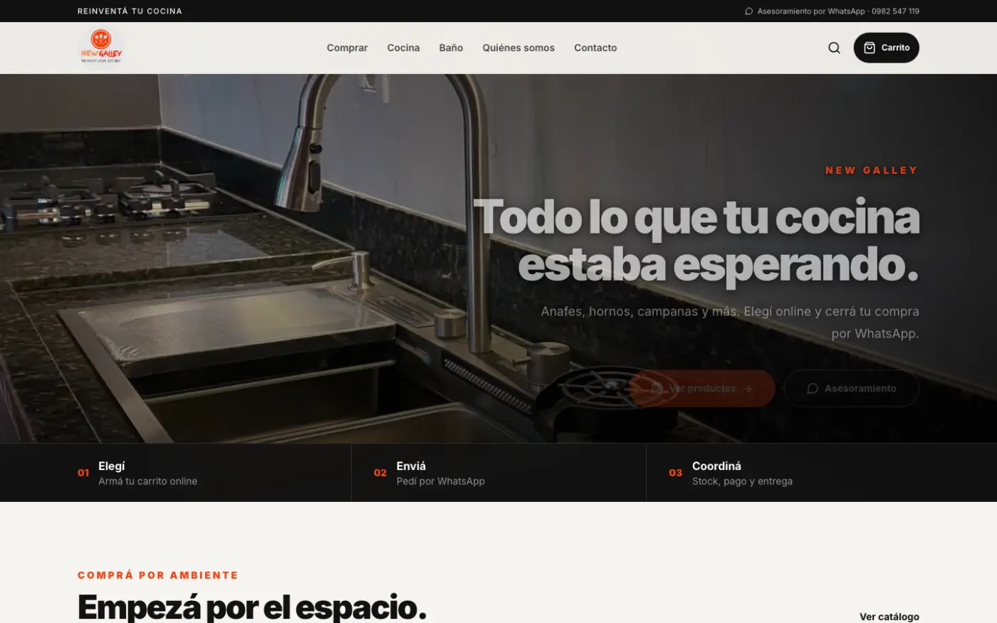 Vista previa de la página web de New Galley